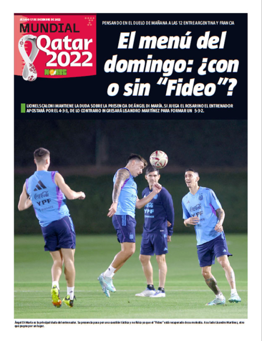 El menú del domingo: ¿con o sin “Fideo”?
