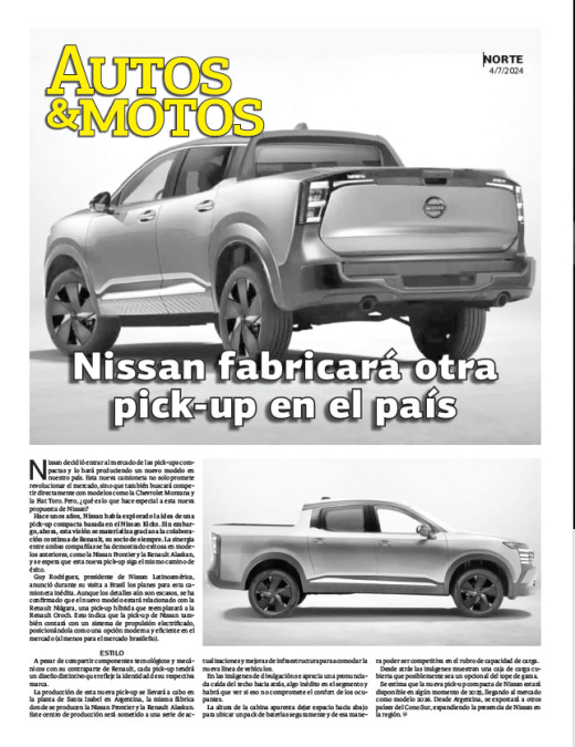 Nissan fabricará otra pick-up en el país