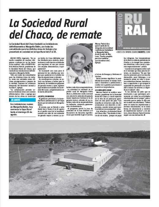 La Sociedad Rural del Chaco, de remate