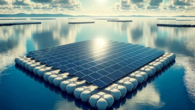 China cultiva pepinos de mar bajo paneles solares flotantes