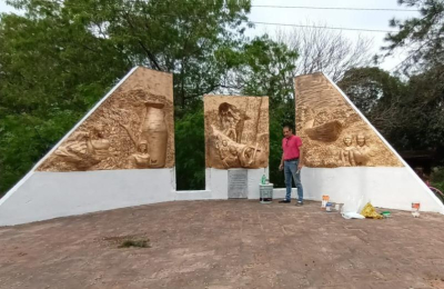 Restauraron obra escultórica por el 137° aniversario de Puerto Tirol