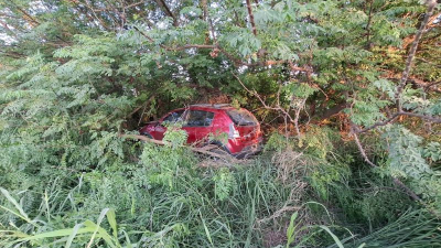 Misterio en Charata por un auto sin patente, chocado y oculto entre pastizales