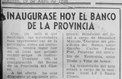 69 años del Banco Provincia del Chaco
