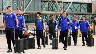 La selección llegó a Estados Unidos para defender su título en el Mundial