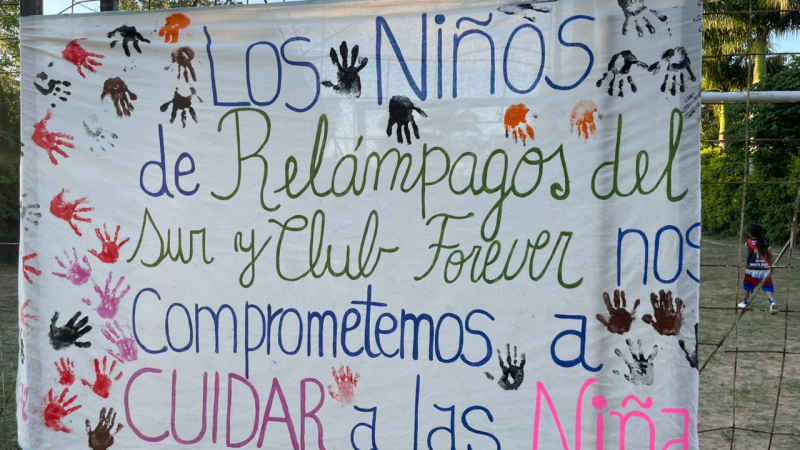 Actividad comunitaria deportiva y de concientización en La Nueva Pompeya