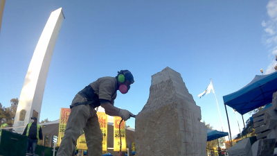 Avanzan las obras en el segundo día del Encuentro Internacional de Escultores en Castelli