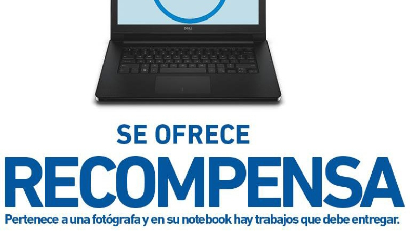 Ofrecen recompensa por una notebook robada con material fotográfico importante