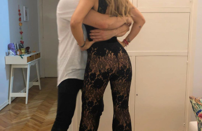Jimena Barón posó muy sensual entre los brazos de Mauro Caiazza