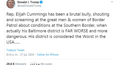 Trump califica a un distrito negro de “desastre asqueroso”