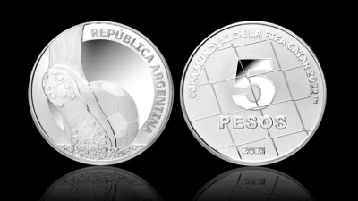 El Central emitió una moneda de plata por el Mundial de Qatar 2022