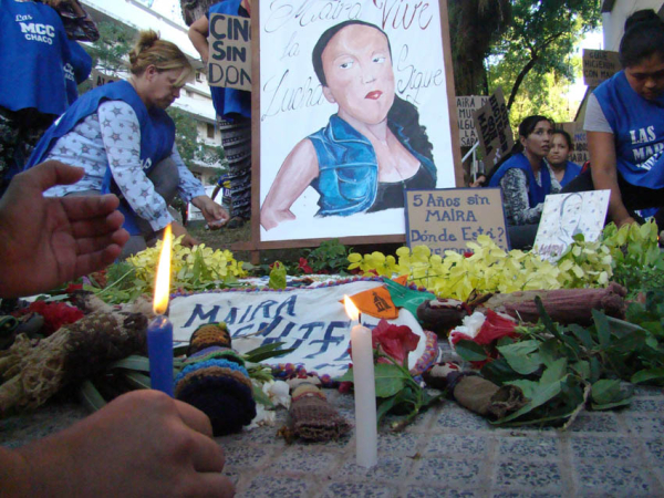 Mujeres rinden homenaje y exigen justicia por Maira Benítez al cumplirse cinco años de su desaparición. 17-12-21. Fabián Maldonado/NORTE