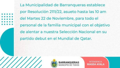 Municipios chaqueños dispusieron de asuetos administrativo durante el partido de Argentina