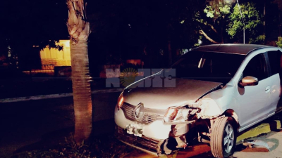 Conducía en aparente estado de ebriedad y chocó una palmera