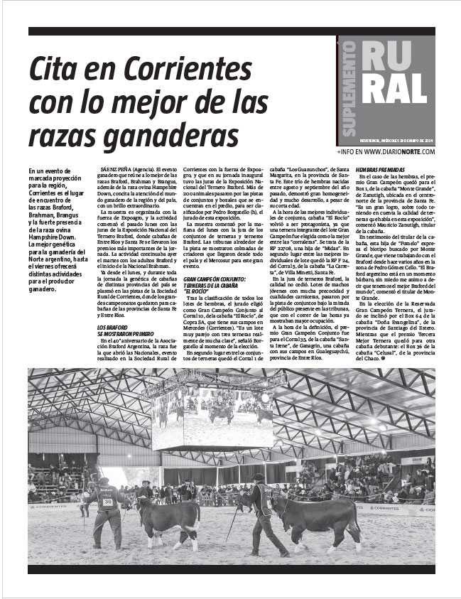 Cita en Corrientes con lo mejor de las razas ganaderas
