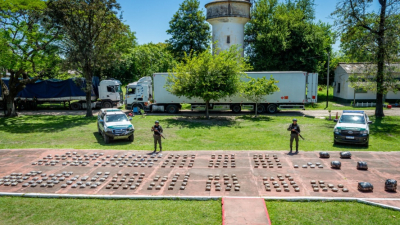Un precinto sospechoso, una perra atenta y 338 kilos de marihuana bajo las cajas de repelentes