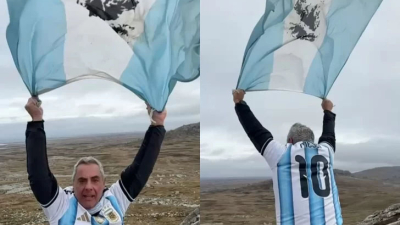 Un veterano hizo flamear la bandera argentina en las islas, 44 años después