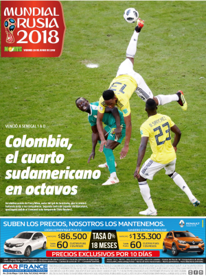 Colombia, el cuarto sudamericano en octavos