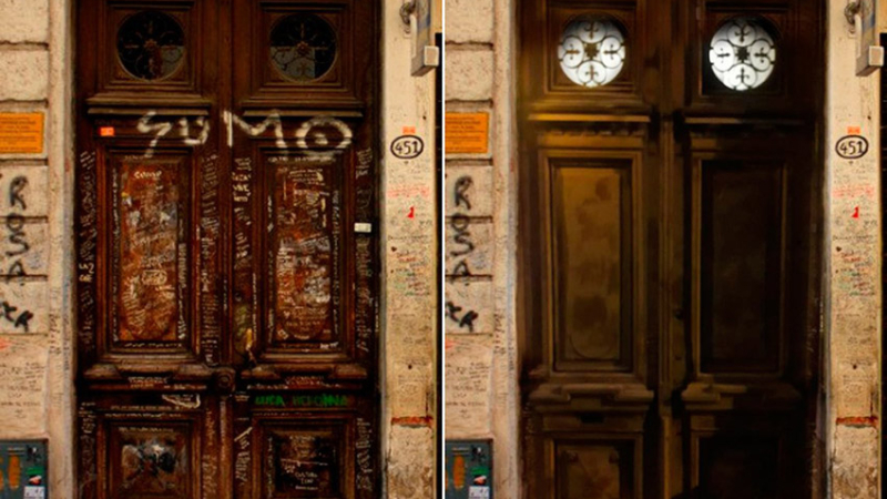 Pintaron la puerta de la casa de Luca Prodan