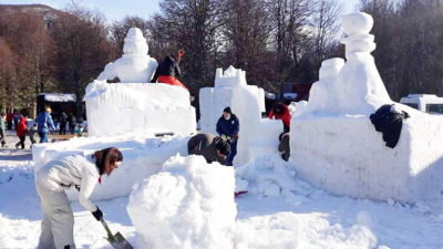 Escultores chaqueños en el Simposio Internacional de Esculturas en Nieve