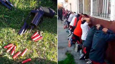 Detuvieron a 51 hinchas de River por llevar armas de fuego al partido frente a Godoy Cruz