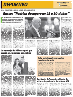 Russo: “Podrían desaparecer 25 o 30 clubes”