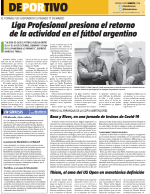 Liga Profesional presiona el retorno de la actividad en el fútbol argentino