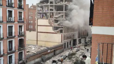 Explotó parte de un edificio en Madrid
