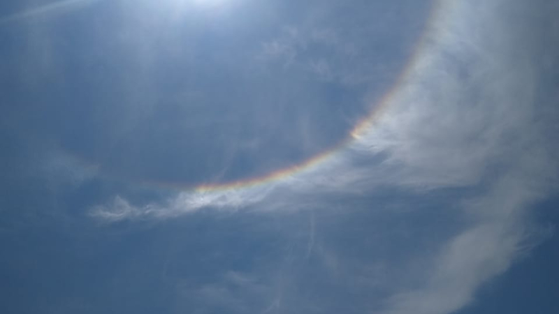 Desde Tres Isletas se observó al sol con dos halos