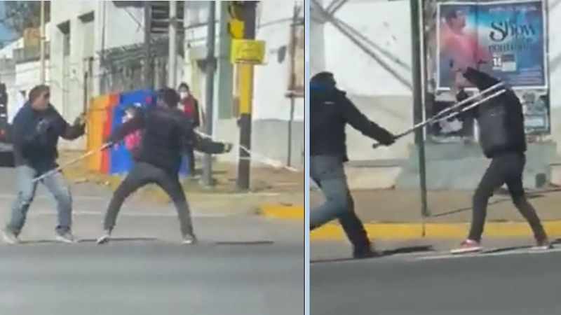 Mendigaba en muletas, se peleó con un vecino y salió corriendo