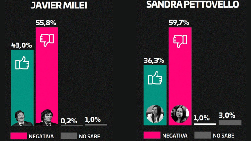 La gestión Milei va perdiendo simpatía y Petovello sigue cayendo