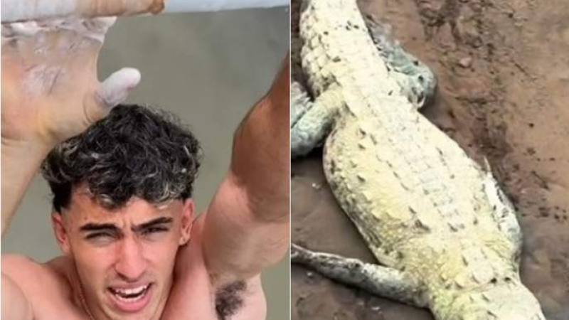 Influencer argentino intentó realizar dominadas sobre un río con cocodrilos