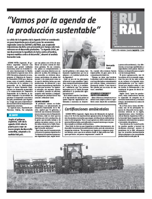 "Vamos por la agenda de la producción sustentable"