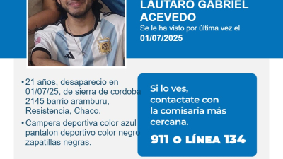 Buscan a joven de 21 años desaparecido en Resistencia