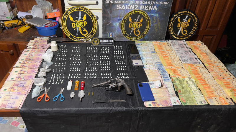 Desbaratan "kiosco" narco con cocaína fraccionada y un arma lista para usar