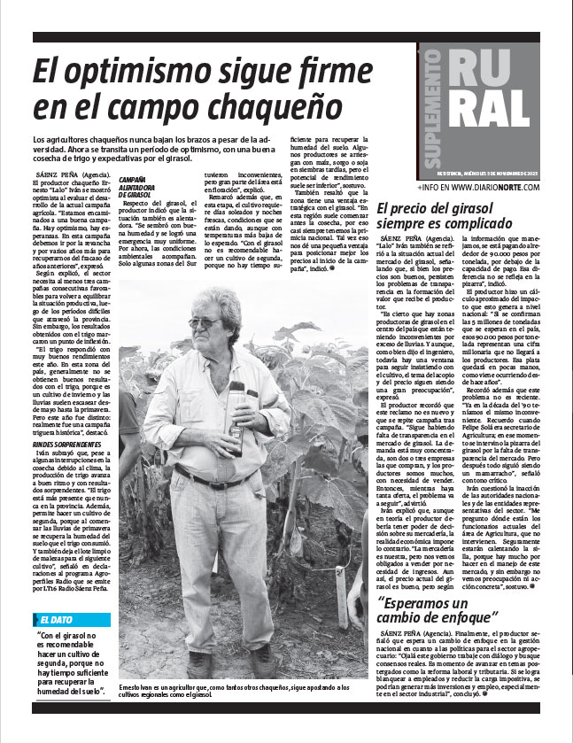 El optimismo sigue firme en el campo chaqueño