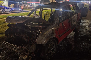 Una camioneta se incendió en plena ruta 16