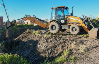 Intervención municipal para facilitar el escurrimiento de aguas pluviales en San Martin al 3.500