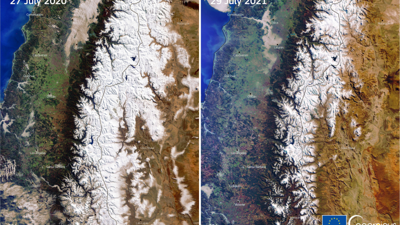 “Mega-sequía” deja a montañas andinas sin cobertura de nieve