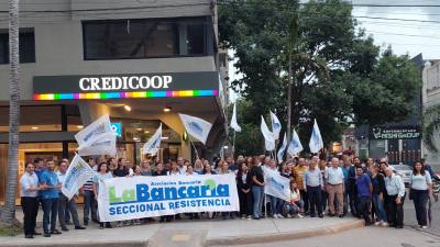 En el marco del paro nacional, se movilizaron los trabajadores bancarios en Resistencia