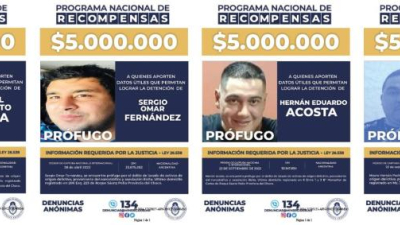 Ofrecen $5.000.000 por cada prófugo del "Clan Sosa"
