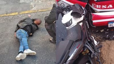 Quiso robar un celular, lo persiguió la policía y la moto en la que huía chocó de frente contra un colectivo