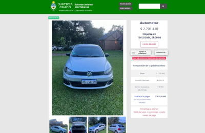 Primera subasta judicial electrónica en el Chaco