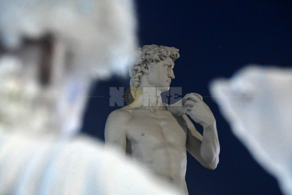 <p>Estatuas vivientes y el David.</p>