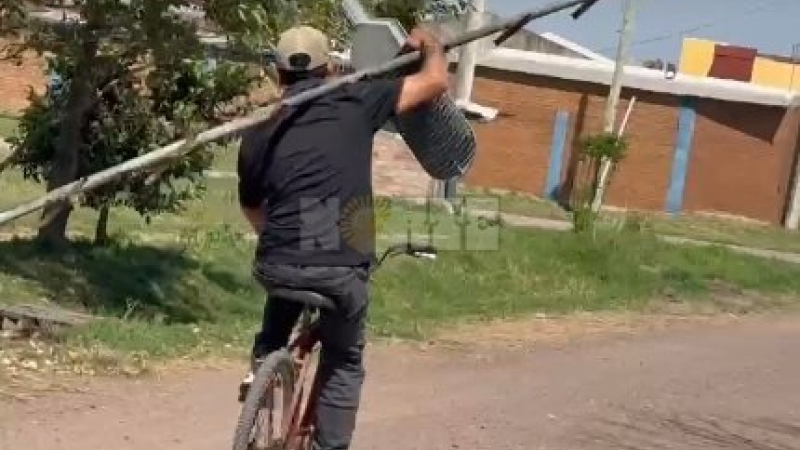 Escalera, bicicleta y robo: insólito hurto de una lámpara en Villa Barberán