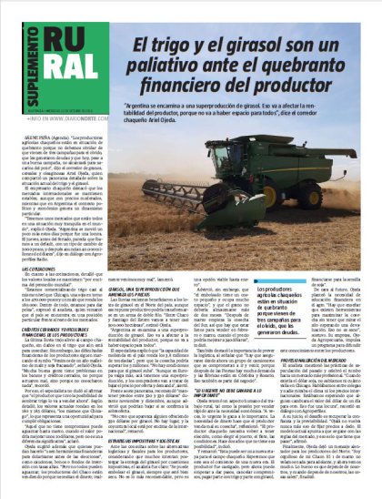 El trigo y el girasol son un paliativo ante el quebranto financiero del productor