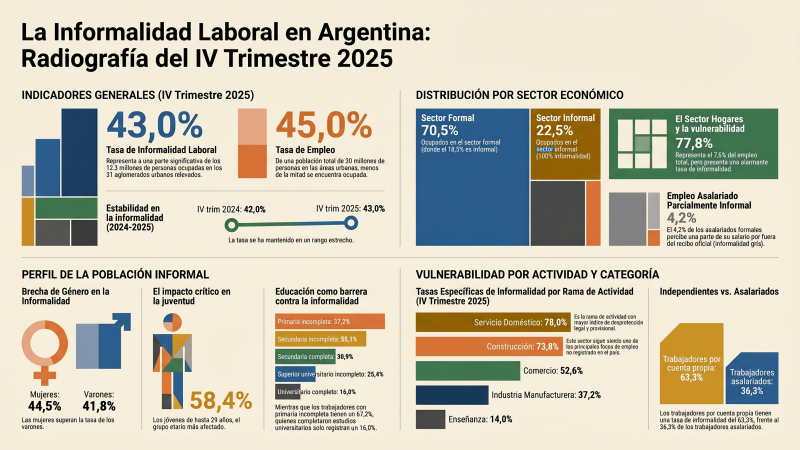 La informalidad ya alcanza a 1 de cada 4 asalariados dentro del sector formal