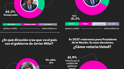 En el tercer año de gobierno, el 65% desaprueba a Milei