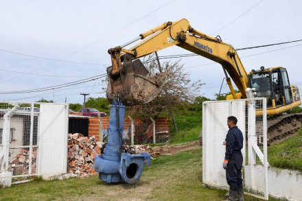 trabajos en estaciones de bombeo foto archivo
