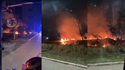 Rápido accionar de Bomberos Voluntarios para controlar un incendio en la colectora Norte