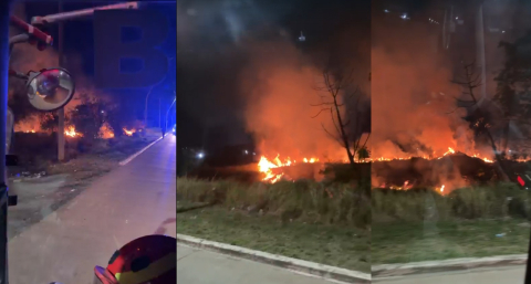Rápido accionar de Bomberos Voluntarios para controlar un incendio en la colectora Norte